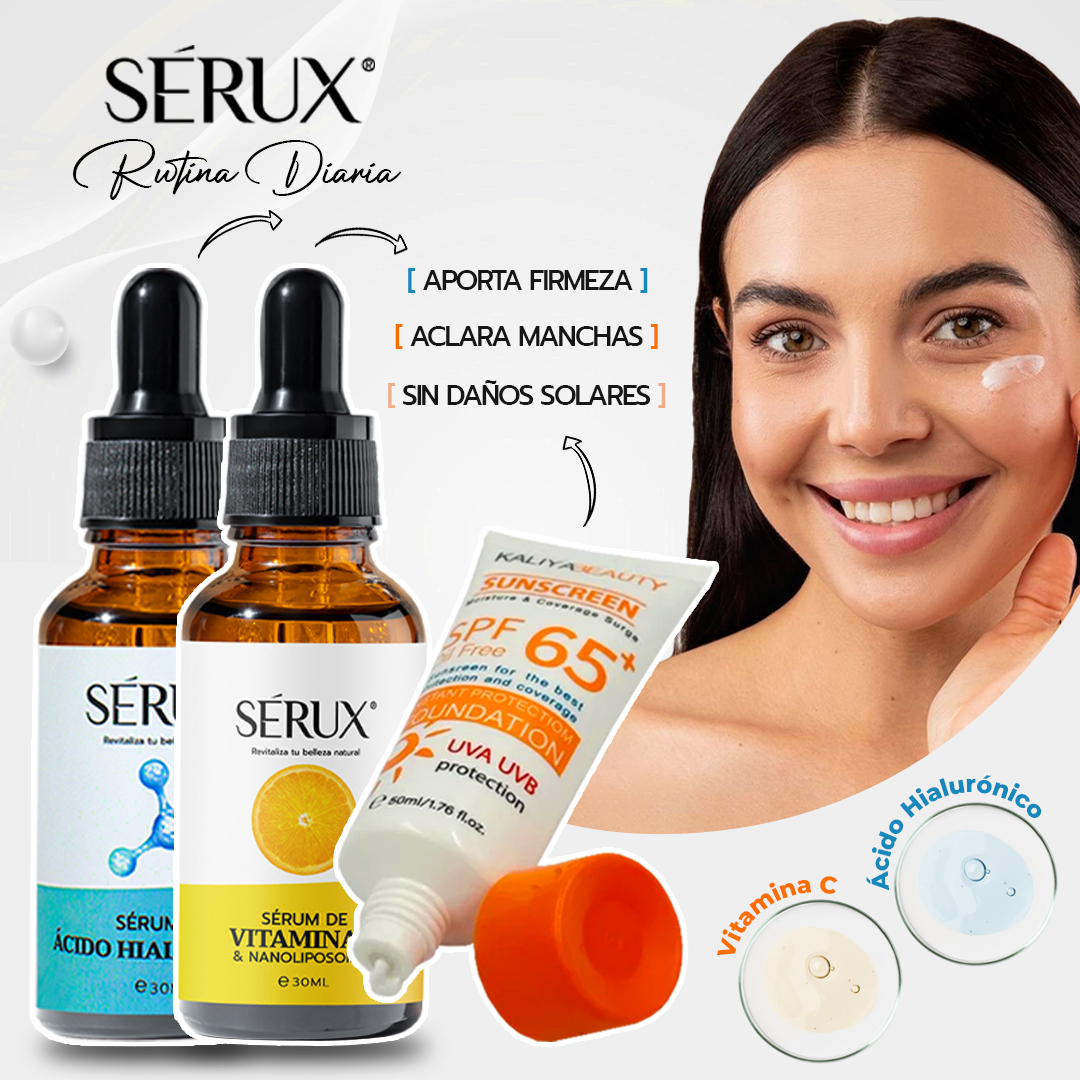 Rutina Facial Sérux con Vitamina C y Solar - Hidrata protege y rejuvenece tu piel diariamente - Imagen 3